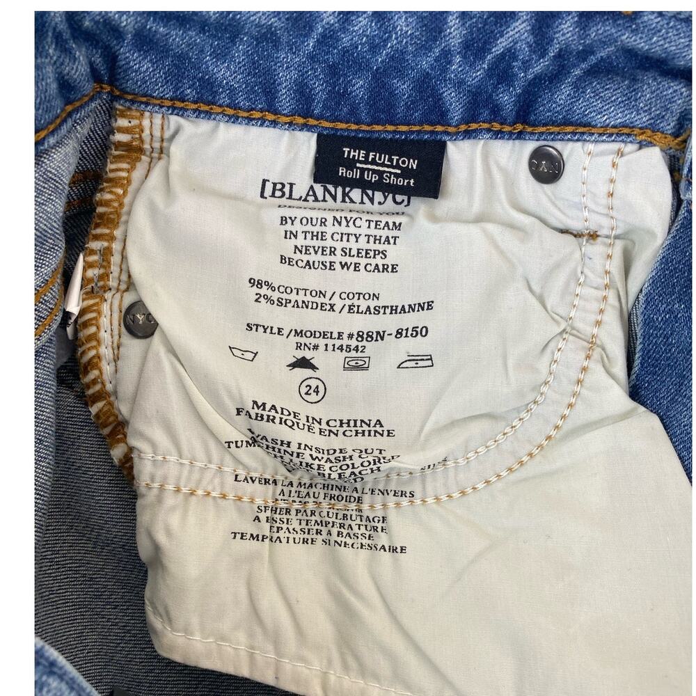 Blank NYC Denim Fulton Boyfriend Fit Distressed Roll Up Shorts NEW Size 24 - Picture 8 of 9